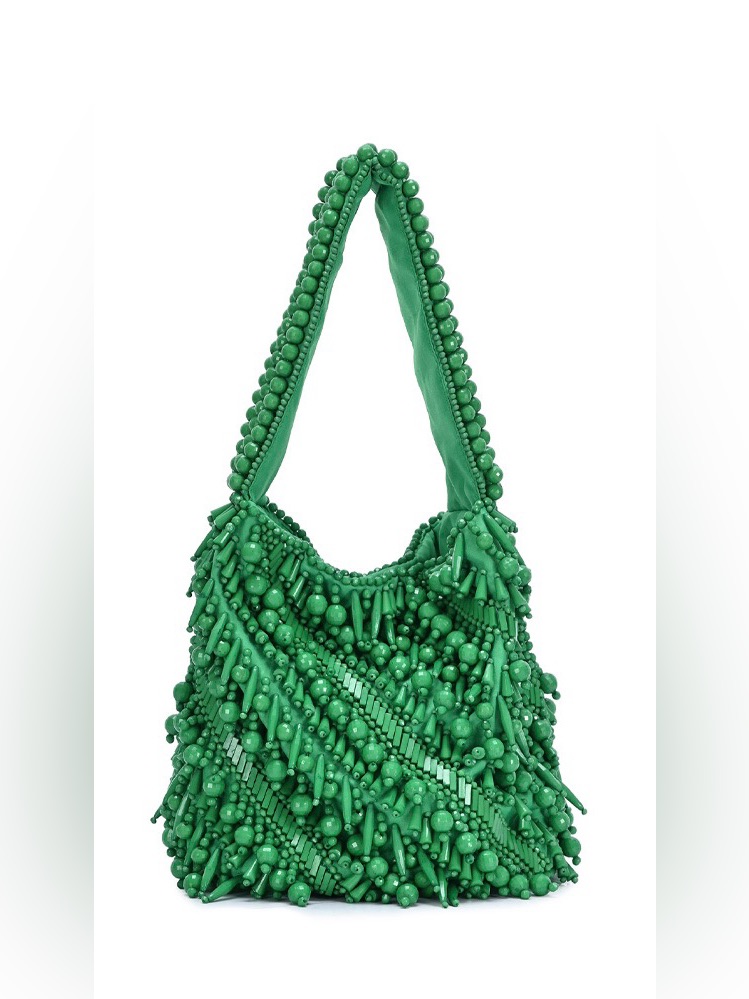 Green Beaded Bag - Evening Bag